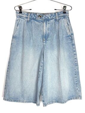 Pleated Denim Bermuda Shorts Scoop + Devil Wears Prada Light Blue Jorts Culottes